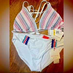 Red Carter white boho Lola Ipanema Bra Bikini Set BNWT - M NEW cruise